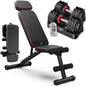 Adjustable Dumbbells Set of 2, 1 Hand Adjustable Weights Dumbbell Set and Workout Bench, 55lb Pair Weight Set For Home Gym