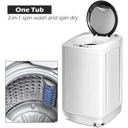 Portable Washing hine, ull Automatic Washer and Dryer Combo, with Built-in Pump Drain 8 LBS acity Compact Laundry Washer Spin Dr