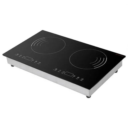 Double Induction Hob 24 Inch For Kitchen Countertop Apartment RV 1800W Dual Burner Touch Control Stove Built-in Cooktop 9 Power Levels Child Lock Timer Glass Surface