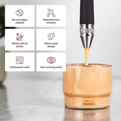 Electric Nitro Cold Brew Coffee & Cocktail Maker Machine, Air-Powered Nitrogen Infuser for Coffee, Matcha, Cocktails and Drinks