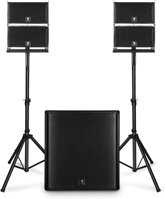 PRORECK 4000W PMPO Line Array and 18 inch Active Subwoofer Powered PA System Bluetooth/USB/SD/Remote Control for DJs,BandsEvents