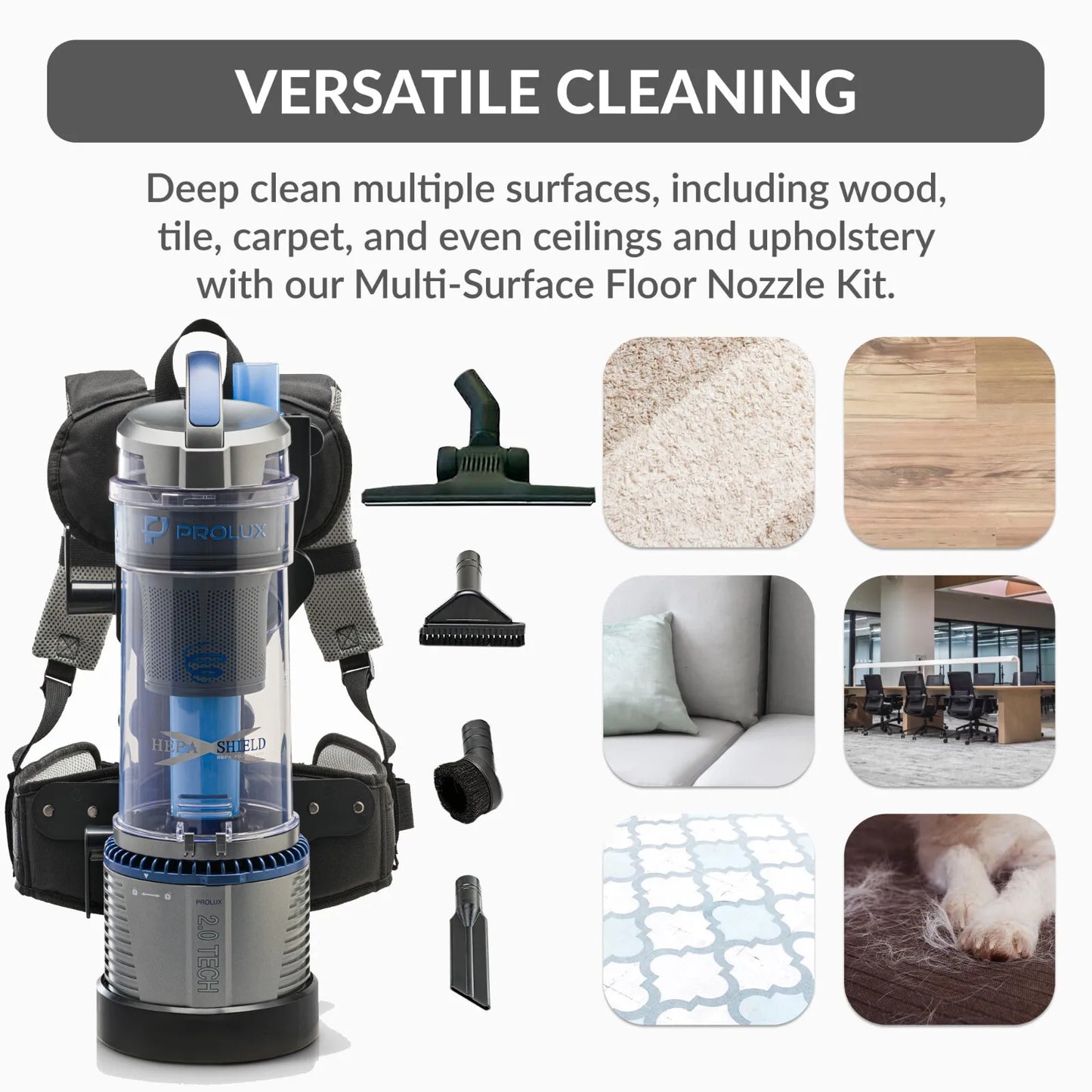 2.0 Lightweight Bagless Backpack Vacuum w/ Pro Tool Kit and 5 YR Warranty