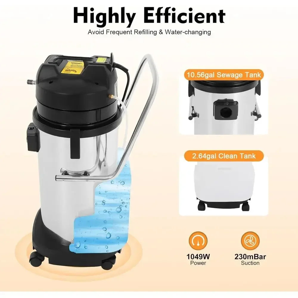 40L/11Gal Heavy-Duty Multifunction Carpet Extractor with Powerful Suction and Spray Extraction (Shipped in 2 Parcels)