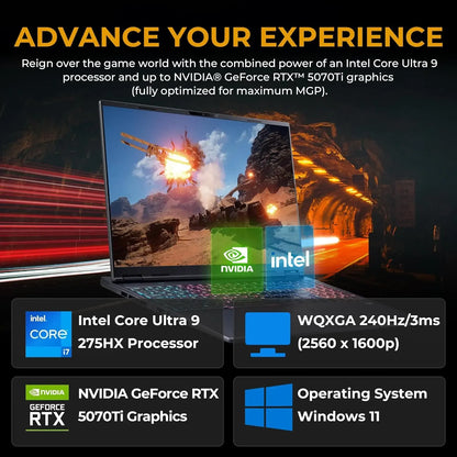 acer Predator Neo 16S AI 16 WQXGA OLED 240Hz Gaming Laptop, Intel Core Ultra 9  Docking), RGB Backlit Keyboard, Win 11, Black