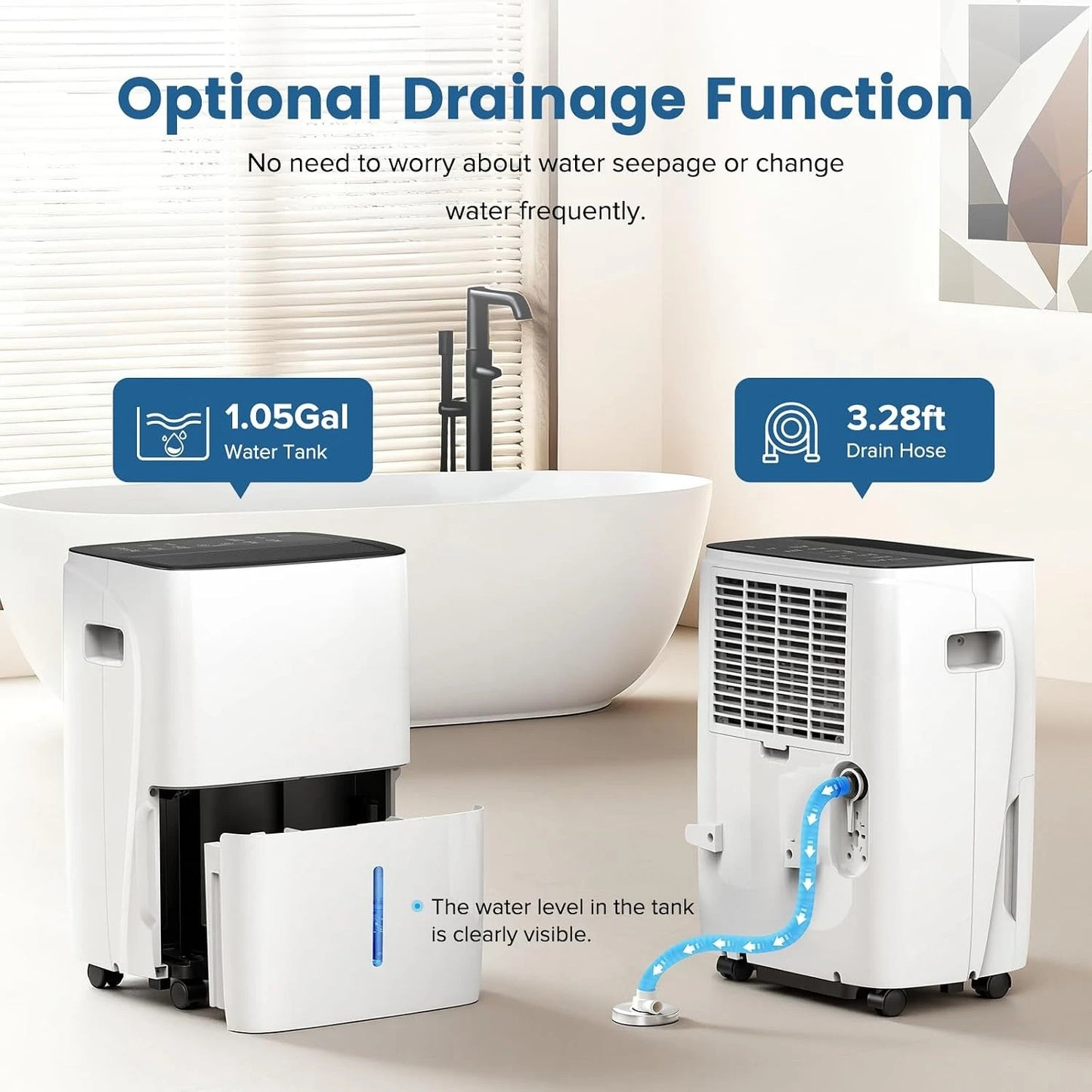 120 Pint Dehumidifier ,Covers up to 5,000 Sq. Ft Rooms, High-Efficiency Compressor Dehumidifier with Drain Hose and 1.05 Gallons Water Tank, Auto Shut-Off, 24HR Timer