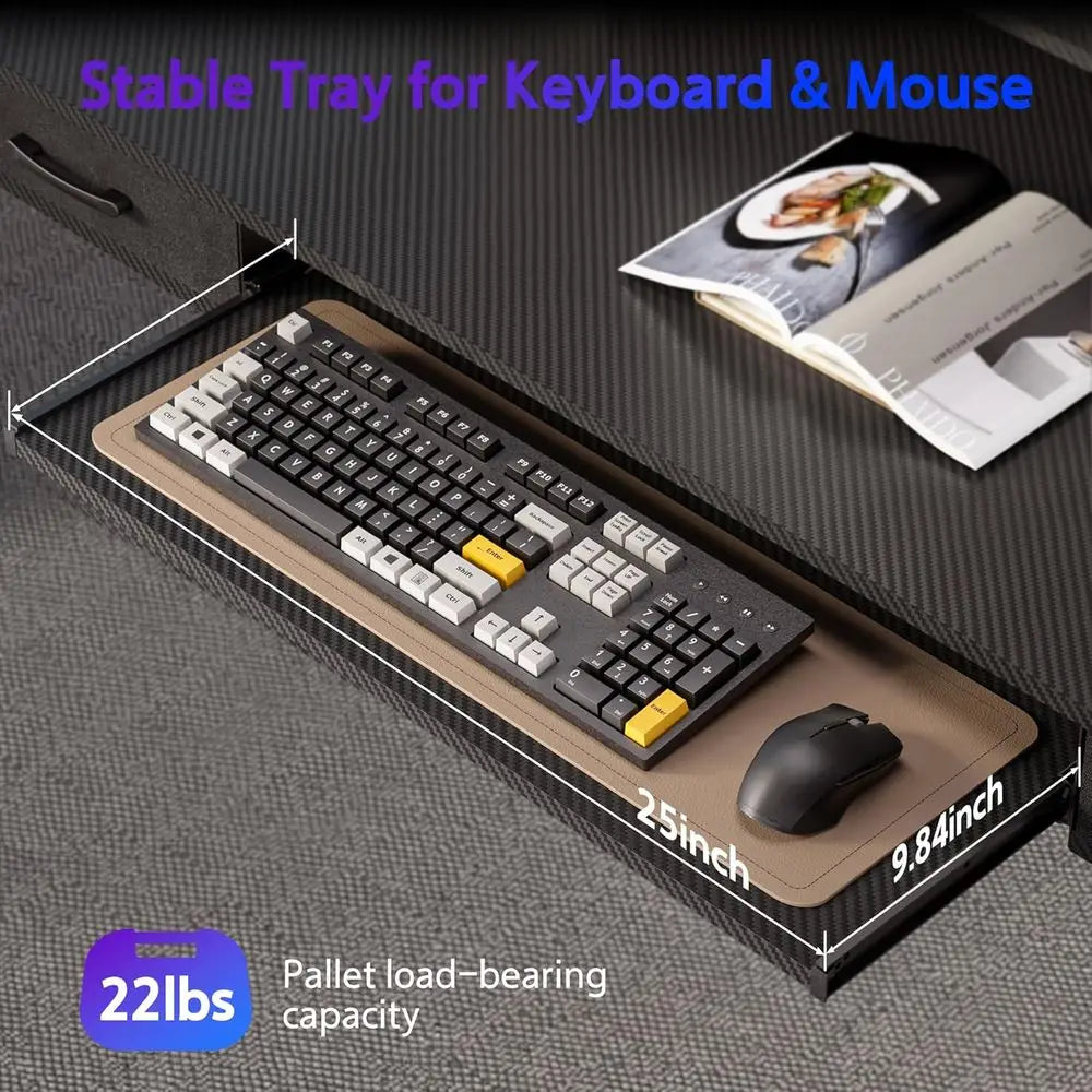 55x24 Inches Electric Standing Desk with Keyboard Tray, Height Adjustable Stand up Desk with 2 Ders, Ergonomic Sit to Stand Desk