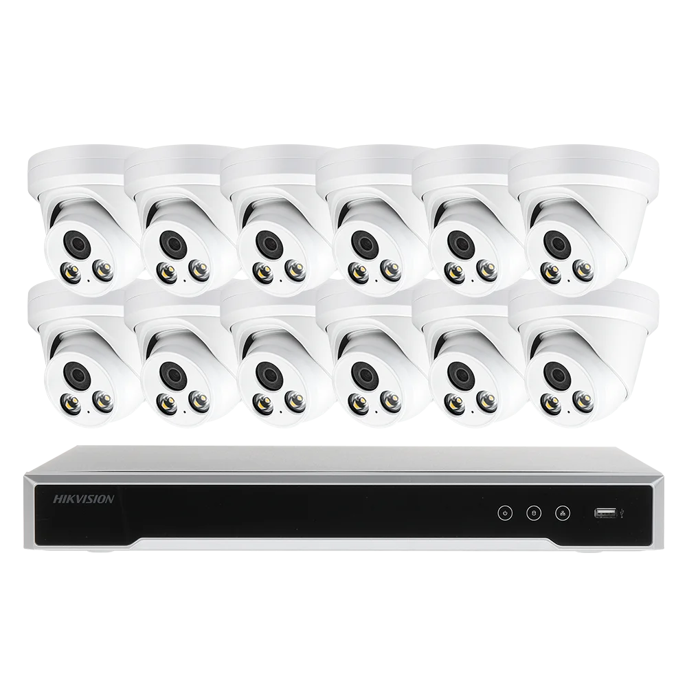 16CH 4K NVR Kit H.265 AI In/Outdoor Turret Security Camera System 8MP POE IP Camera Video Surveillance Set MIC Full Color Night