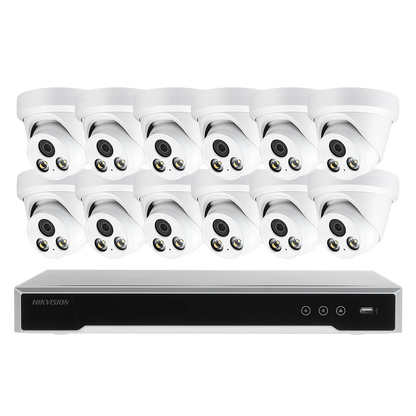 16CH 4K NVR Kit H.265 AI In/Outdoor Turret Security Camera System 8MP POE IP Camera Video Surveillance Set MIC Full Color Night