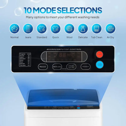 25LBS Portable Washing hine, ull-Automatic Electric Laundry hine with StainlSteel Drum, Compact Washer and Spin Dryer Combo with