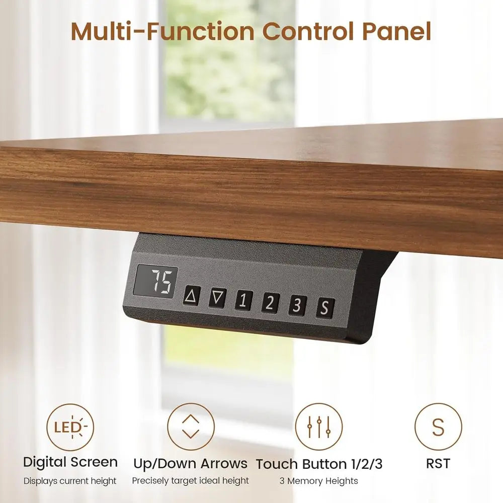 Electric Standing Desk with 6 Ders, 55" Adjustable Stand up Desk with Storage, Computer Desks with Power Outlets or Home Oice, B