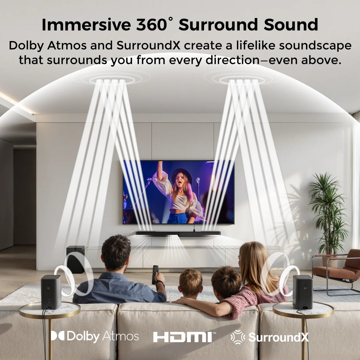 ULTIMEA 460W 5.1.2ch Sound Bar with Dolby Atmos, Surround Sound Home Theater System for TV with 2 Surround Speakers, APP Control