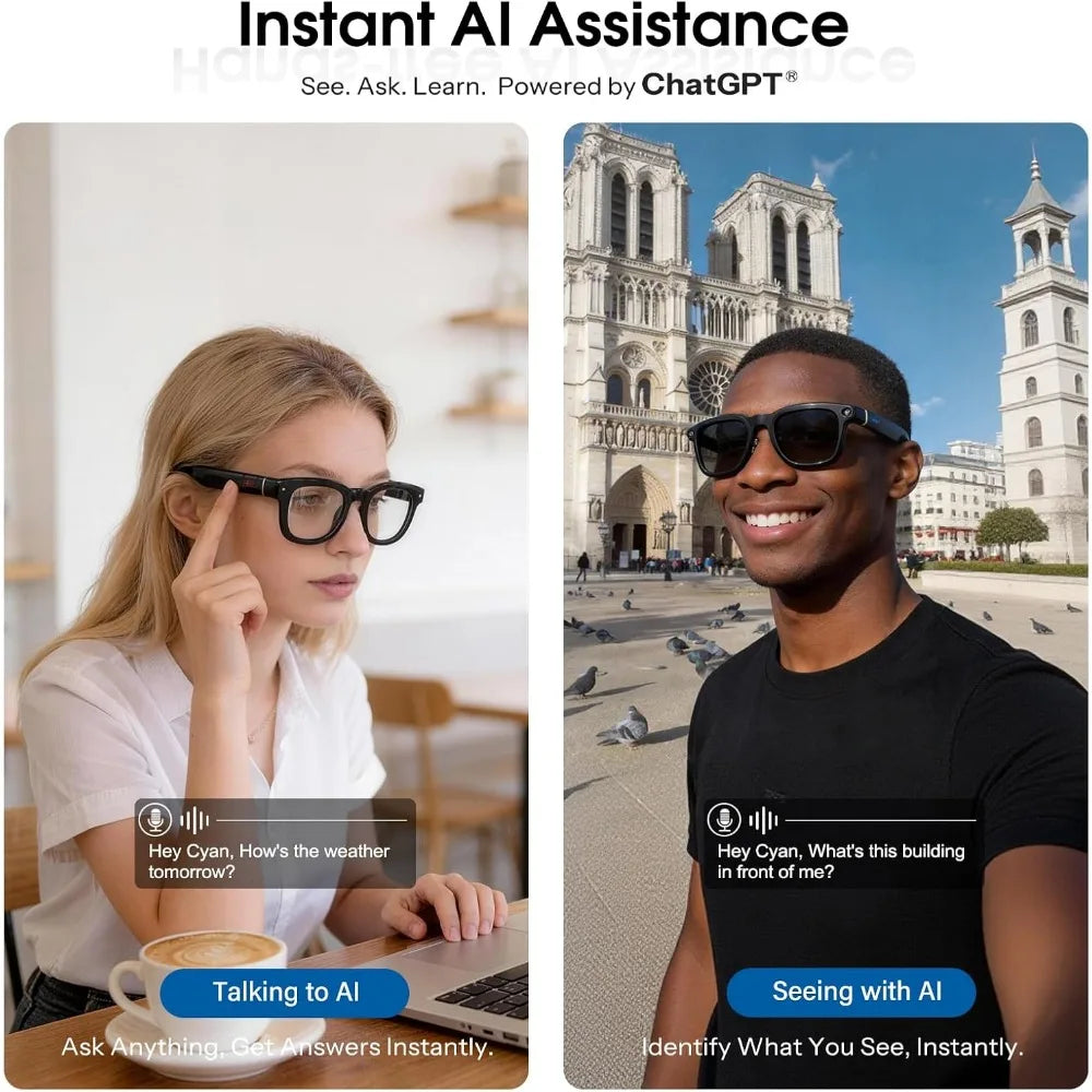 Smart Glasses with Integrated Camera and 4K Video Capabilities