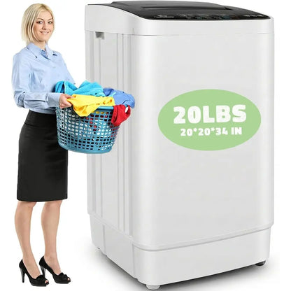 Portable Washing hine or Aparent, 20Lbs Hot Cold Water Inlet | Portable Washer Dryer Combo, Drain Pump, 3 Temp, 4 Prog4 Water Le