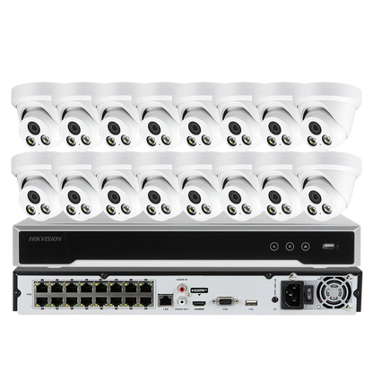 16CH 4K NVR Kit H.265 AI In/Outdoor Turret Security Camera System 8MP POE IP Camera Video Surveillance Set MIC Full Color Night