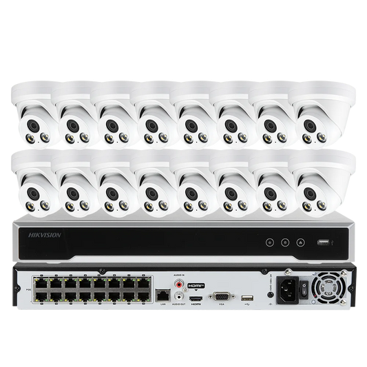 16CH 4K NVR Kit H.265 AI In/Outdoor Turret Security Camera System 8MP POE IP Camera Video Surveillance Set MIC Full Color Night