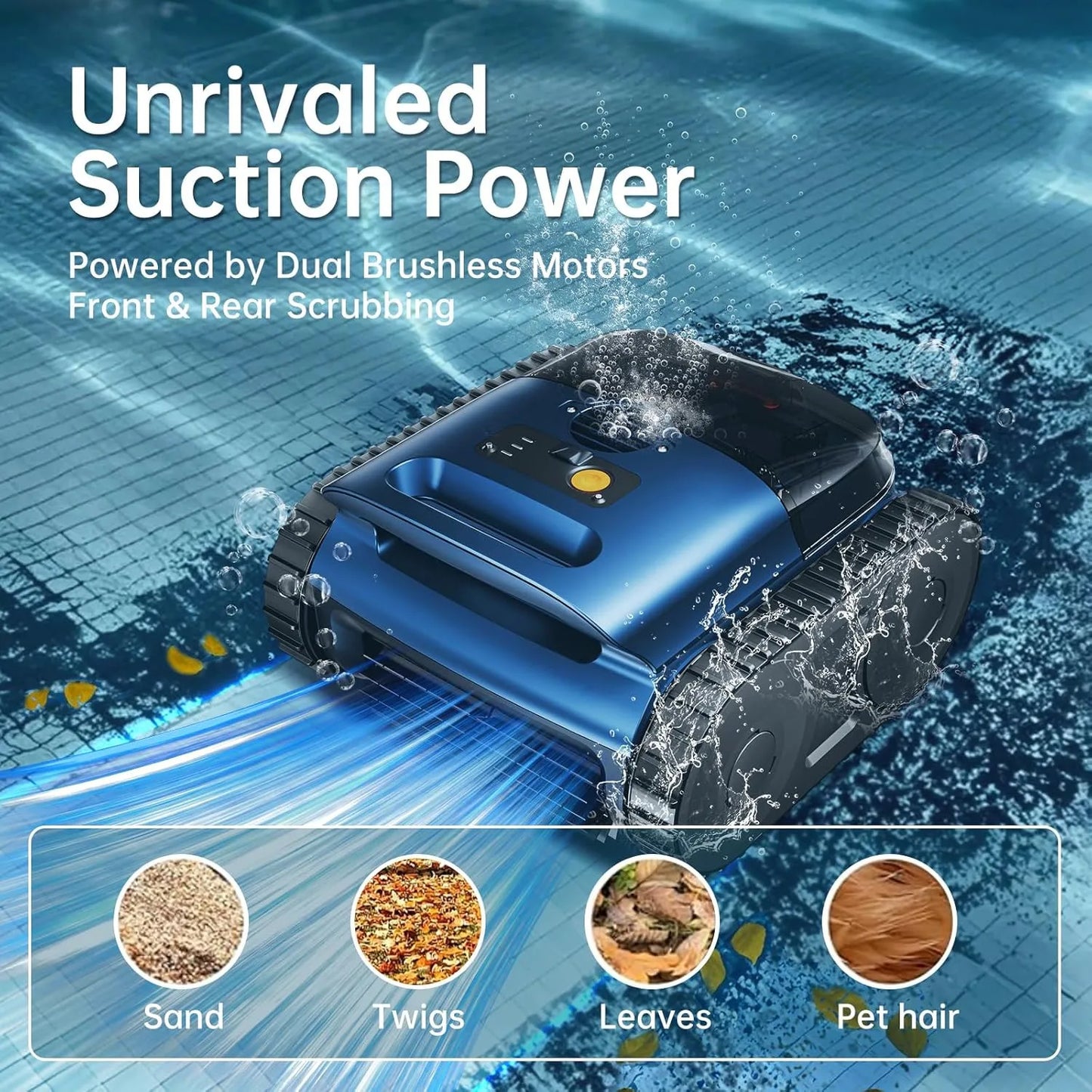 Cordless Robotic Pool Vacuum Pool Cleaner Wall Climbing for Inground Pools