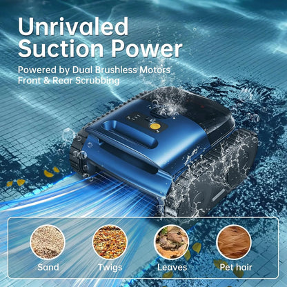 Cordless Robotic Pool Vacuum Pool Cleaner Wall Climbing for Inground Pools