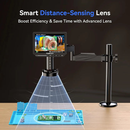 TOMLOV 4K Digital Microscope Autofocus 2000X 8" TM4K-AF Flex Arm HDMI Electronics Soldering Microscope for Mobile Phone Repair