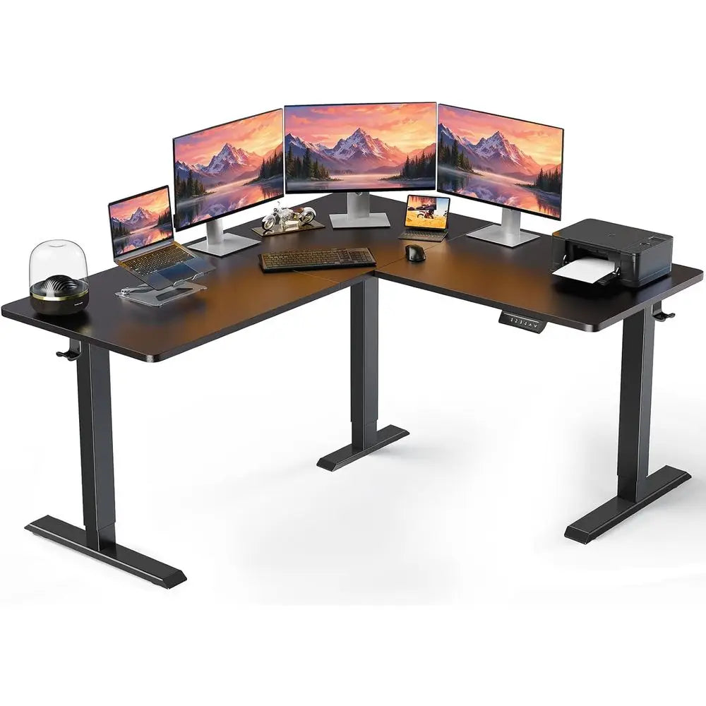 L Shaped Standing Desk, 63"x55" Electric Adjustable Height Sit Stand up Desk, Ergonomic Large Computer Table, Let & Right Interc
