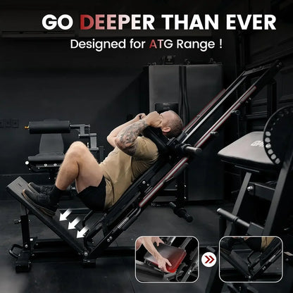 Leg Press Hack Squat Machine Combo, Leg Exercise Machine with Linear Bearing, 45-Degree Lower Body Special with, Customized