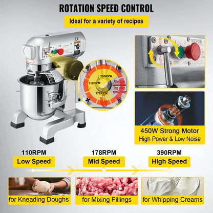 SucceBuy 10-30L Electric Dough Machine Stainless Steel Commercial Cream Egg Whisk Mixer Processor Kitchen Food Stand Blender