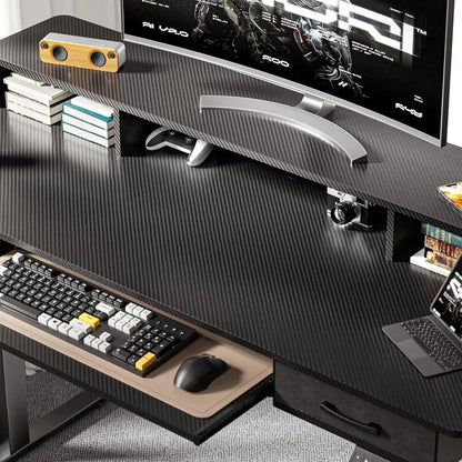55x24 Inches Electric Standing Desk with Keyboard Tray, Height Adjustable Stand up Desk with 2 Ders, Ergonomic Sit to Stand Desk