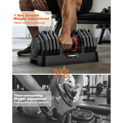 Adjustable Dumbbells Set of 2, 1 Hand Adjustable Weights Dumbbell Set and Workout Bench, 55lb Pair Weight Set For Home Gym