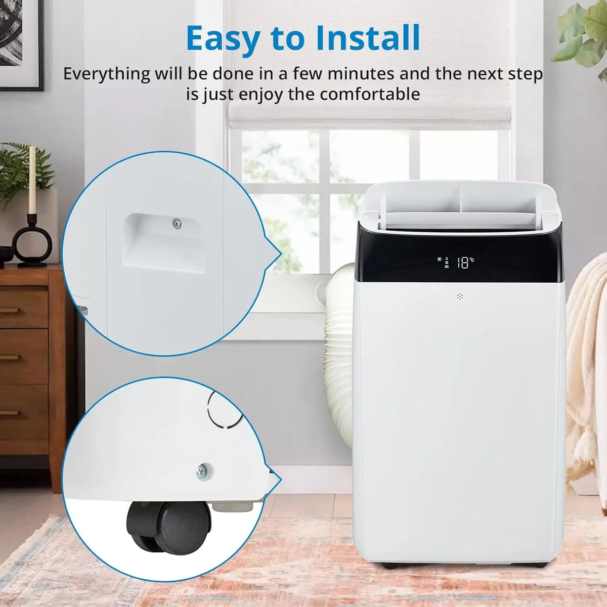 14000 BTU Portable Air Conditioners, 3-in-1 Portable AC for Home Office Bedroom, Cool, Dry and Fan Modes, Remote Control, 24H Timer, Window Kit, Up to 750 Sq.Ft