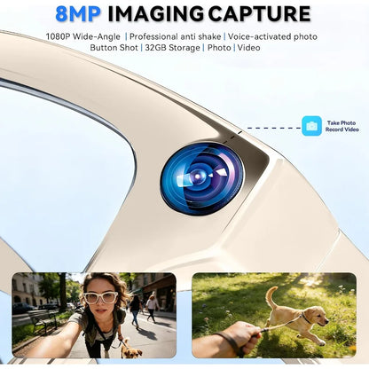 Smart Glasses with Voice Assistant, 8MP HD Camera, Real-Time Translation for Men & Women