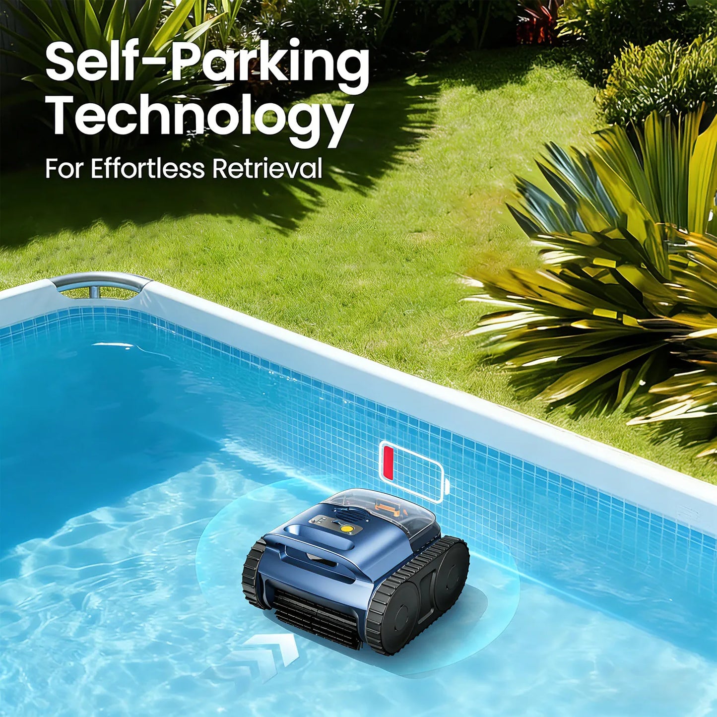 Cordless Robotic Pool Cleaner, 180Min Runtime, Dual Motors, 7800mAh Batter