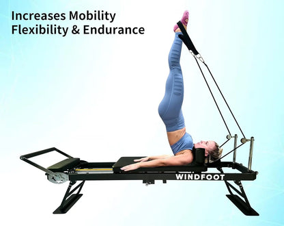 Foldable Pilates Reformer Machine with Springs & Cords for Home Workout, Suitable for All Levels