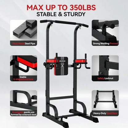 Multi-Functional Adjustable Home Gym Pull-Up Bar with Elastic Resistance Bands for Strength Training