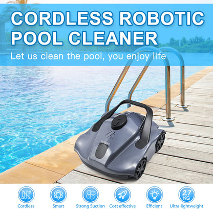 Automatic Robotic Pool Cleaner for Flat Ground Pool Vacuum Cordless Robotic Pool Vacuum for In Ground Flat Pools