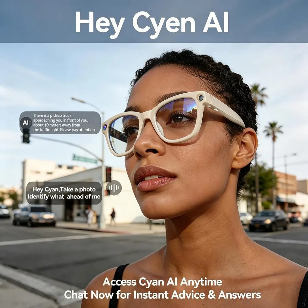 Smart Glasses with Voice Assistant, 8MP HD Camera, Real-Time Translation for Men & Women