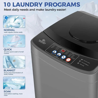 Washing hine or Aparent, 20Lbs 2.8Cu.t, 480W Drain Pump | Portable Washer and Dryer Combo, 10 Progs 8 Water Levels, Energy Savin