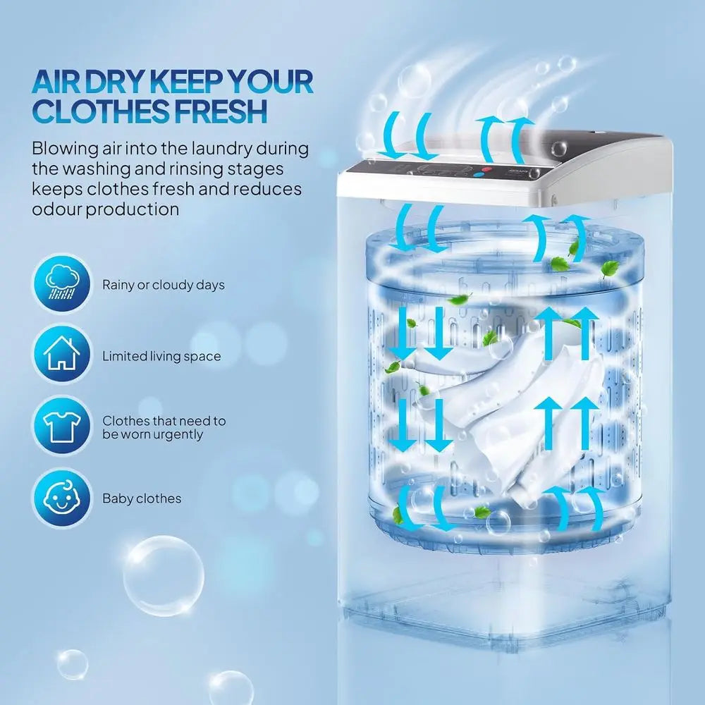 25LBS Portable Washing hine, ull-Automatic Electric Laundry hine with StainlSteel Drum, Compact Washer and Spin Dryer Combo with