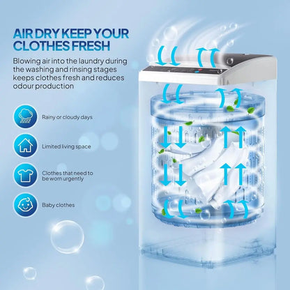 25LBS Portable Washing hine, ull-Automatic Electric Laundry hine with StainlSteel Drum, Compact Washer and Spin Dryer Combo with
