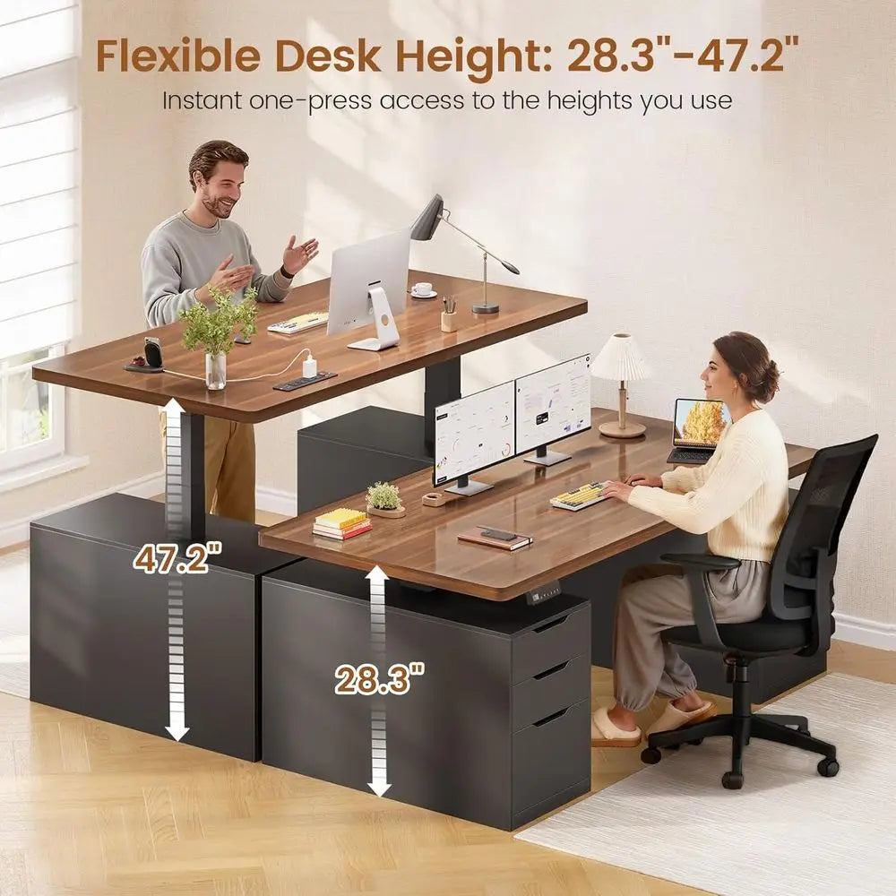Electric Standing Desk with 6 Ders, 55" Adjustable Stand up Desk with Storage, Computer Desks with Power Outlets or Home Oice, B