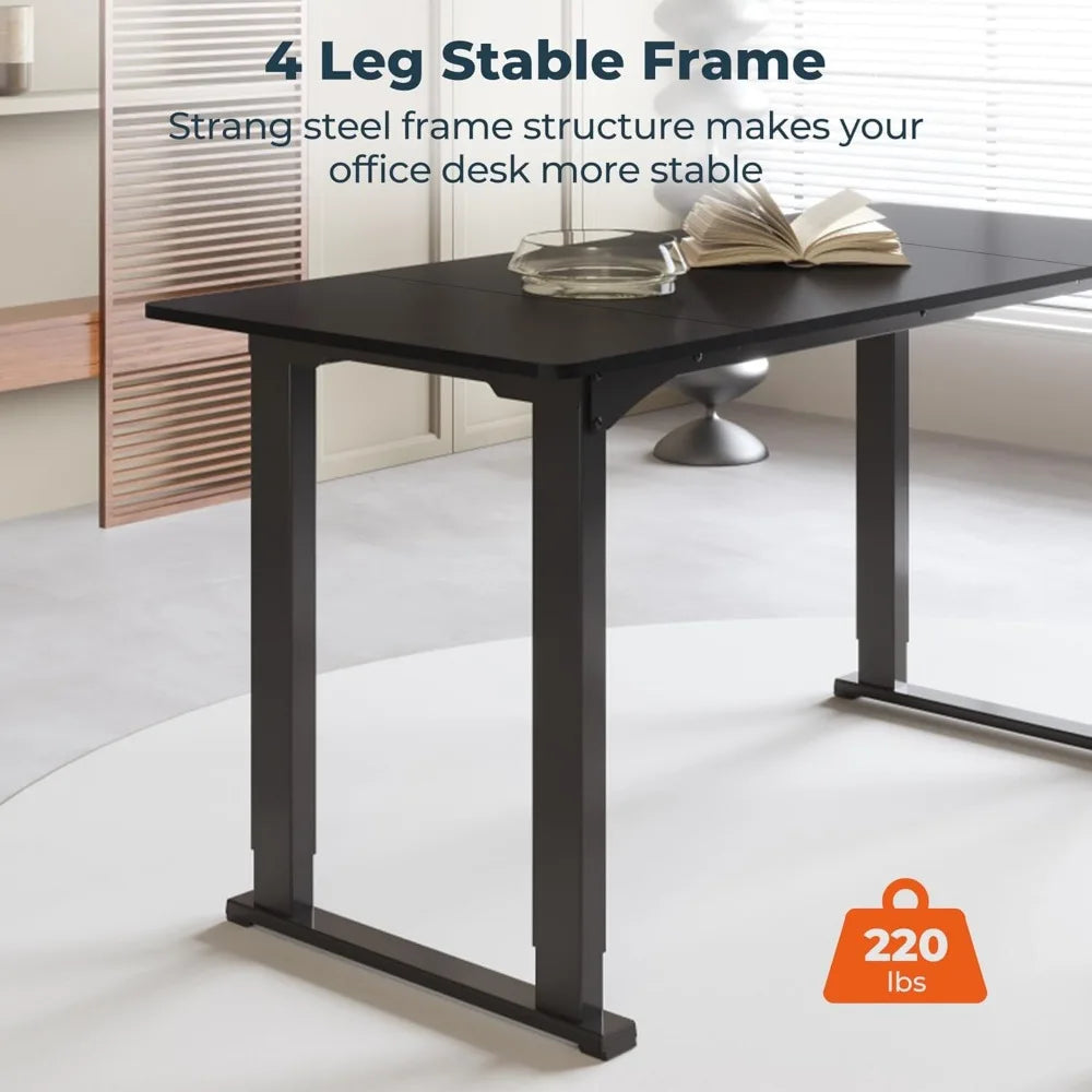 4 Legs Standing Desk, Large 79x31 Inches Electric Adjustable Height Desk with Splice Board, Stand Up Desk Home Office Computer W