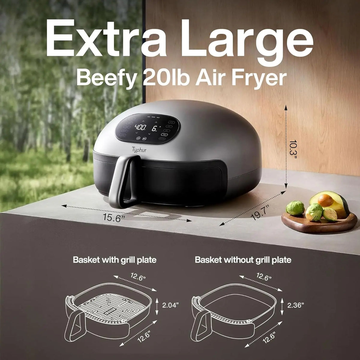 15-in-1 Large Flat Air Fryer with Upper and Lower Heating, Self-Cleaning Digital Fryer, PFAS-Free Ceramic Basket, Compatible wit