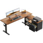 55 Inch L Shaped Electric Standing Desk with Ders & ile Cabinet Sets, Executive Sit Stand Desk, Height Adjustable Computer Desk