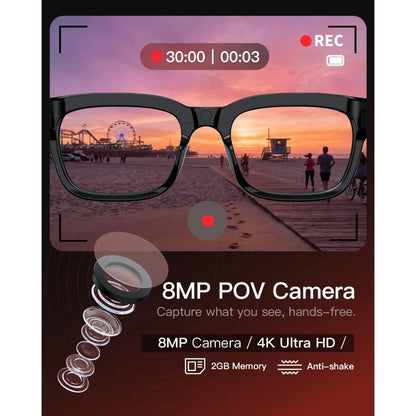 Smart Glasses for HD Video, Photo, and Audio Capture with AI Translation and Object Recognition