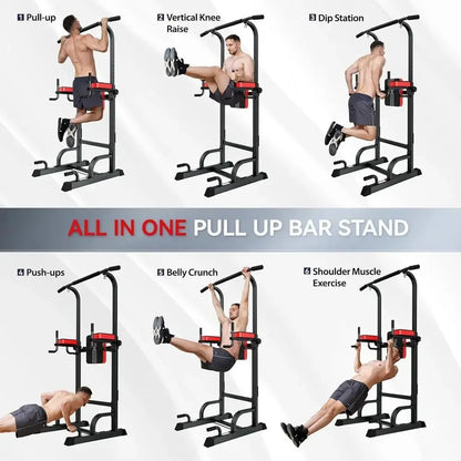Multi-Functional Adjustable Home Gym Pull-Up Bar with Elastic Resistance Bands for Strength Training