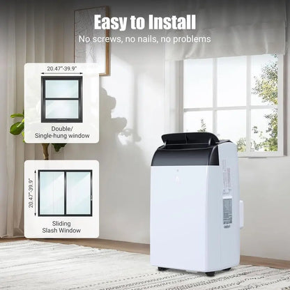 14000 BTU Portable Air Conditioner Cools 750 Sq. Ft., 3-in-1 Quiet Unit with Remote, Auto Swing, 24H Timer for Large Rooms
