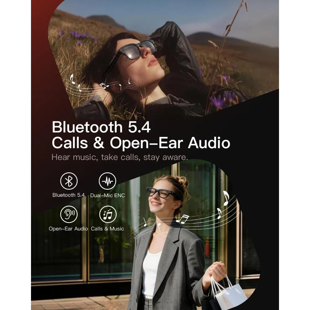 Smart Glasses for HD Video, Photo, and Audio Capture with AI Translation and Object Recognition
