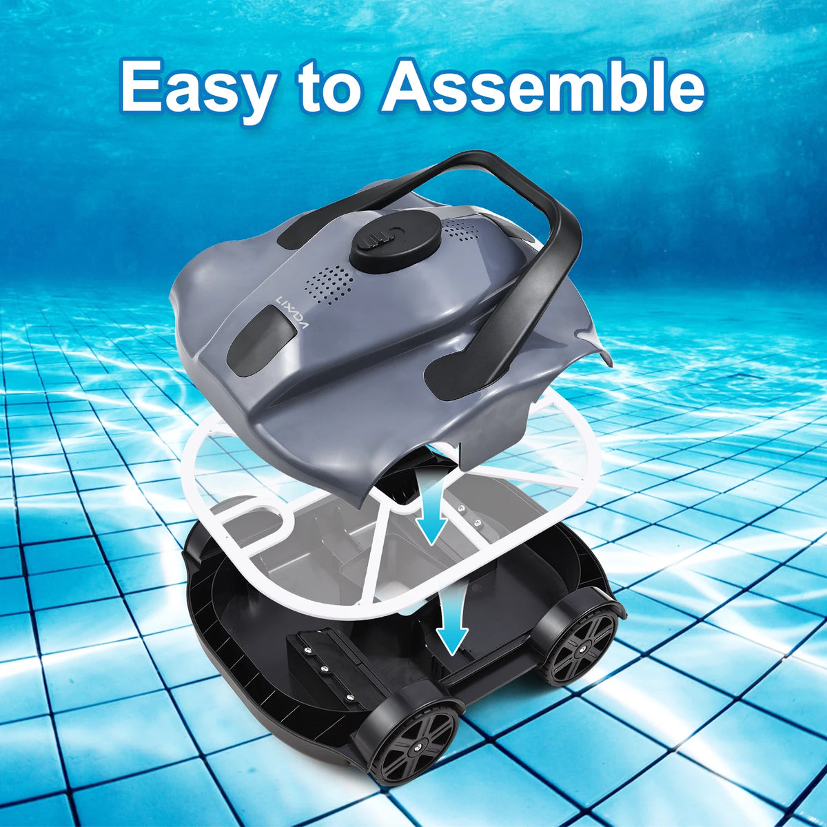 Automatic Robotic Pool Cleaner for Flat Ground Pool Vacuum Cordless Robotic Pool Vacuum for In Ground Flat Pools