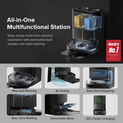 Qrevo Series Robot Vacuum and Mop, 8000Pa Suction, Upgraded rom Qrevo S, Anti-Brushes, Smart Obstacle Avoidance, Auto Mop Washin
