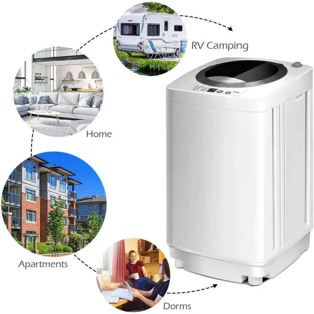 Portable Washing hine, ull Automatic Washer and Dryer Combo, with Built-in Pump Drain 8 LBS acity Compact Laundry Washer Spin Dr