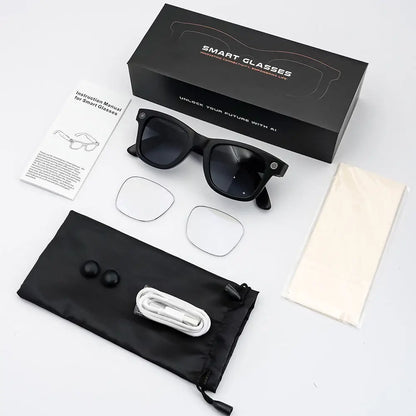 2026 SANVNET GS4 MAX Smart Eyewear 8MP Video Camera Sunglasses Wi-Fi Transfer Audio Record Smart AI Glasses with Dual Lenses