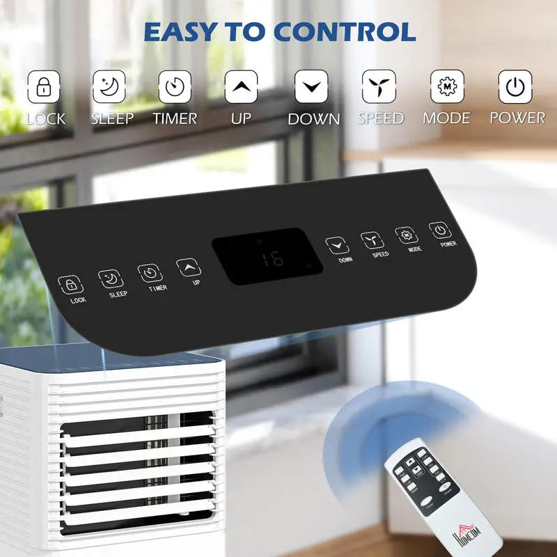 10000 BTU Mobile Air Conditioner for Cooling and Dehumidifying, Remote Control, 24H Timer, LED Display, Black
